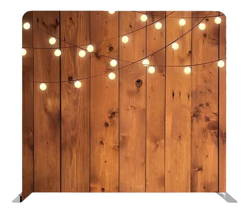 Fotobox Hintergrund Holzwand mit Lichterkette